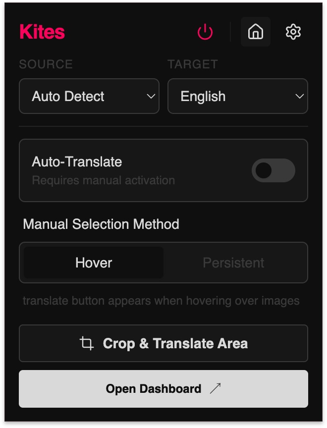 Kites Quick Control Popup